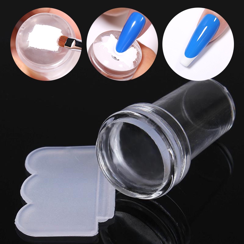 Transparent Nail Stamper with Scraper Jelly Silicone Stamp for French Nails Manicuring Kits Nail Art Stamping Tool