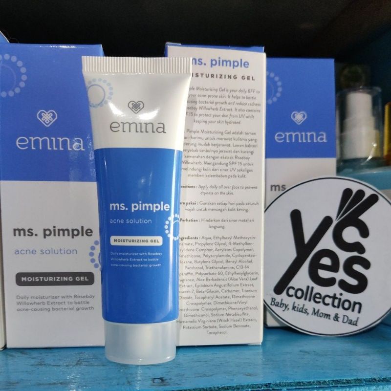 Emina Acne Solution Face Wash 50 ml Spot Gel 15 ml Moisturizing 20 g Sabun Cuci Muka Pelembab MS. Pimple kulit Minyak berjerawat Penghilang bekas jerawat Face toner