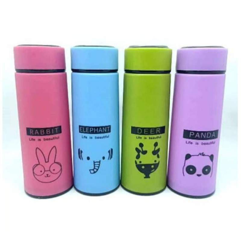 Botol Minum Kaca 450Ml Motif Animals / Termos Kaca Animals