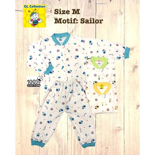 OBRAL! PIYAMA PANJANG ANAK OBLONG / KANCING DEPAN SIZE M (1-2TAHUN) 100%KATUN