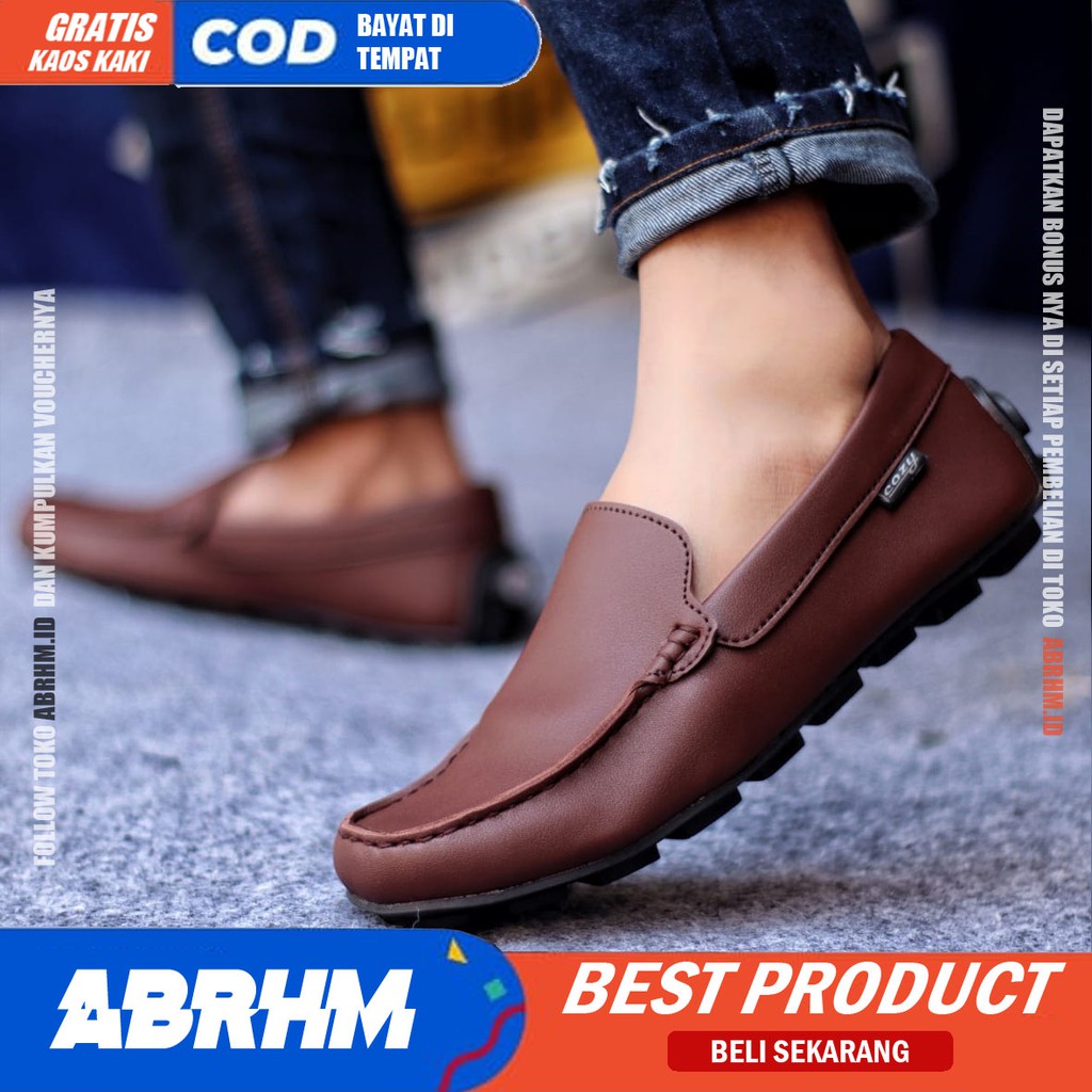 ABRHM x VENEZIA Sepatu Slip On Pria Sepatu Pria Casual Pria Kulit Pu Moccasin Sepatu Kerja Pantofel Semi Formal Sepatu Kasual Santai Gaya Keren Kekinian Murah Terlaris