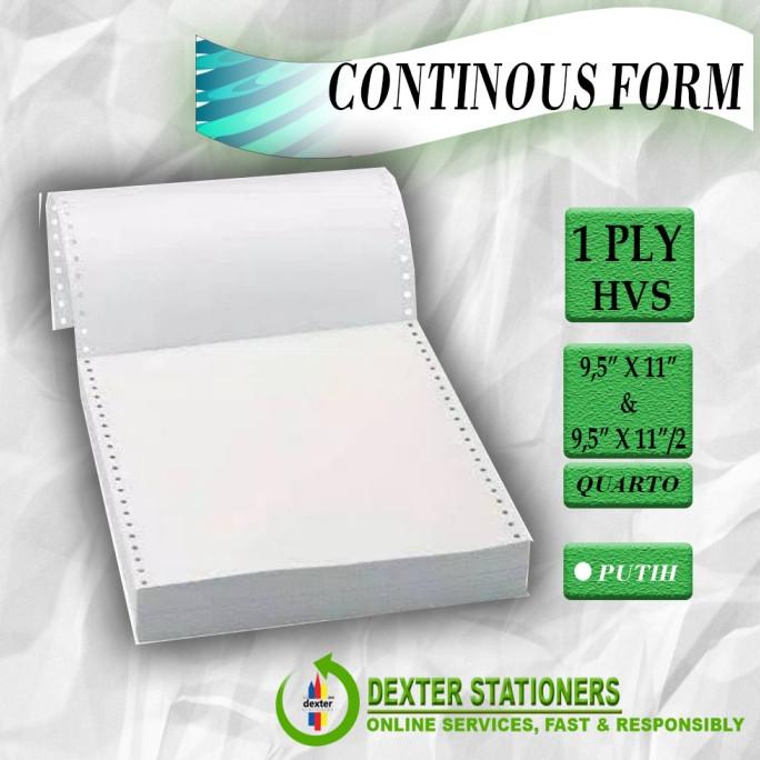 

KERTAS CONTINOUS FORM 1 ply 9.5" x 11" k1/ k1 bagi 2 KERTAS KOMPUTER Star Seller Termurah