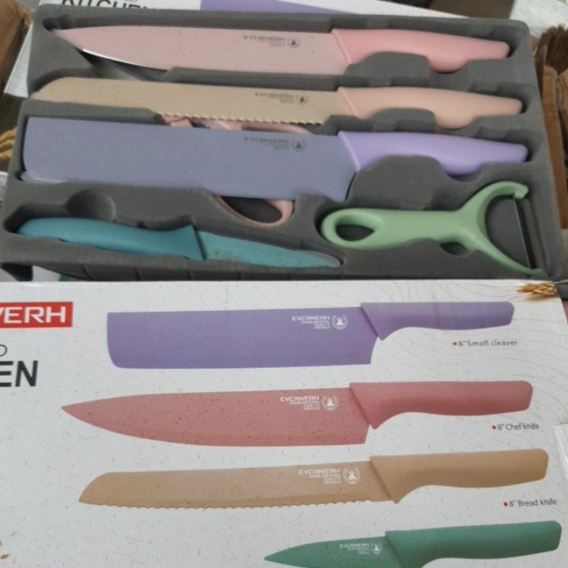 Hampers KADO spesial Pisau EVCRIVERH corrugated kitchen knife Dapur 6 In 1 pisau jerami kemasan Spes