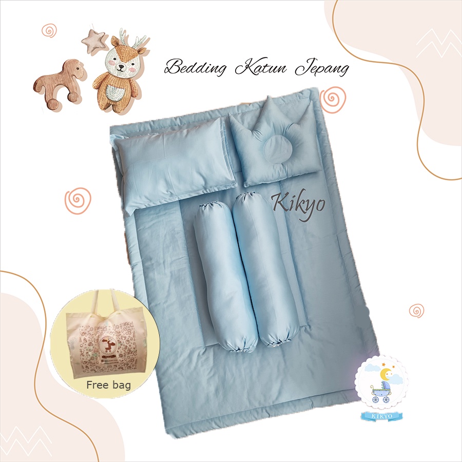 Bedding set baby katun jepang soft blue / bedding set bayi / katun jepang / baby bedding