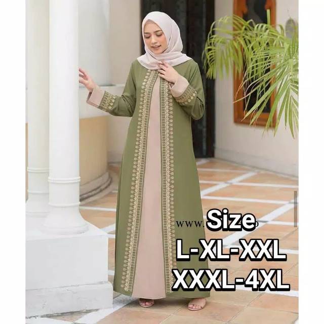 Abaya Gamis syari jumbo LD 140 modis kekinian gamis bordir big size L XL XXL 3L 4L Abaya Arab