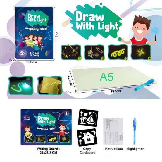 

A5 Papan Tulis Draw With Light Led Magic Painting Board Mainan Edukasi