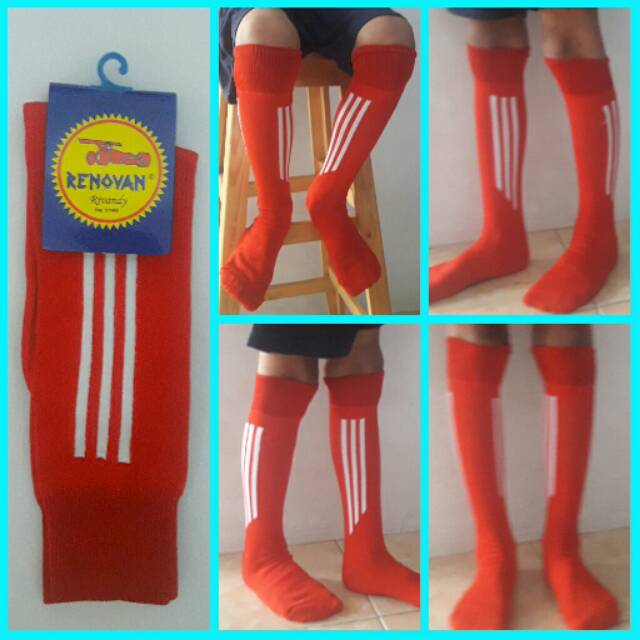 Kaos Kaki Futsal Anak Laki - Laki Merah Strip Putih