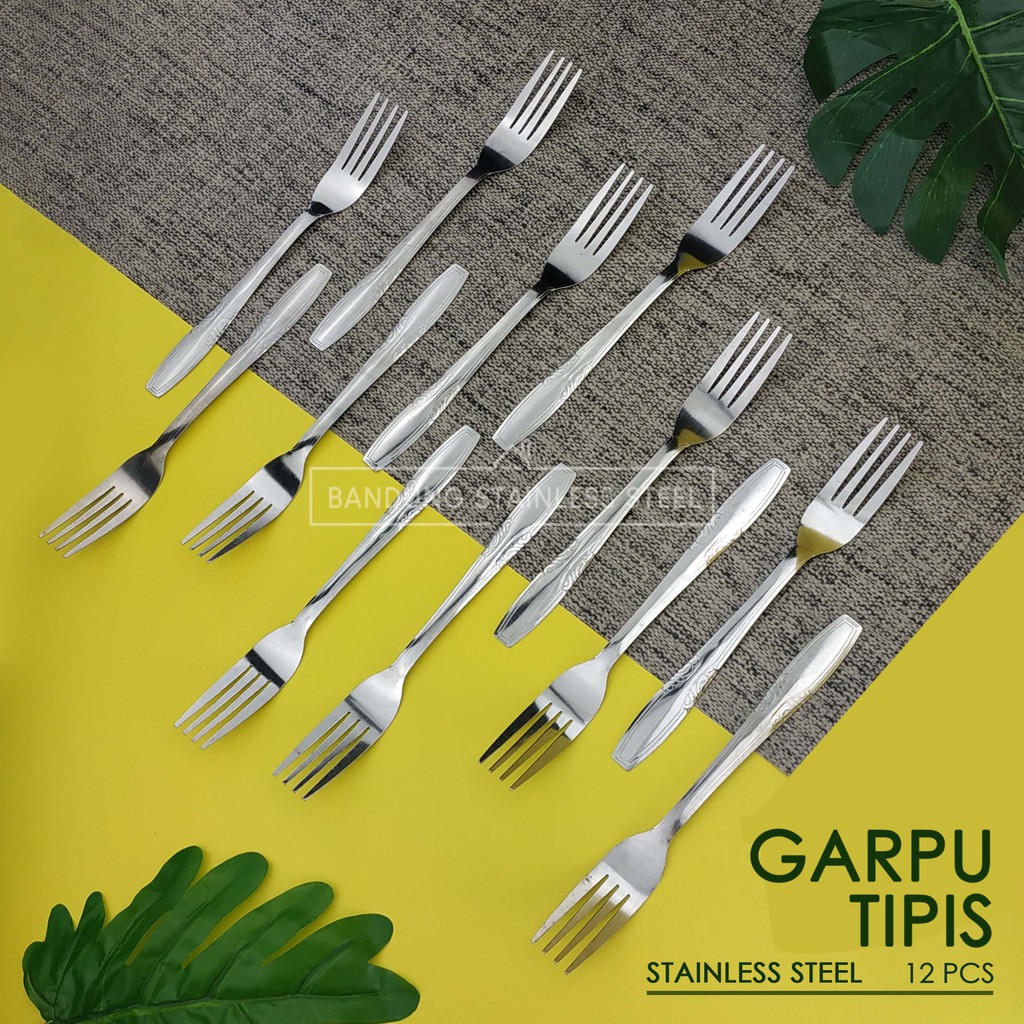 murah 12 pcs garpu Tipis stainless steel / Garpu Tipis