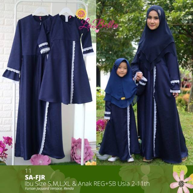 Gamis embos couple ibu anak labella seri jaquard
