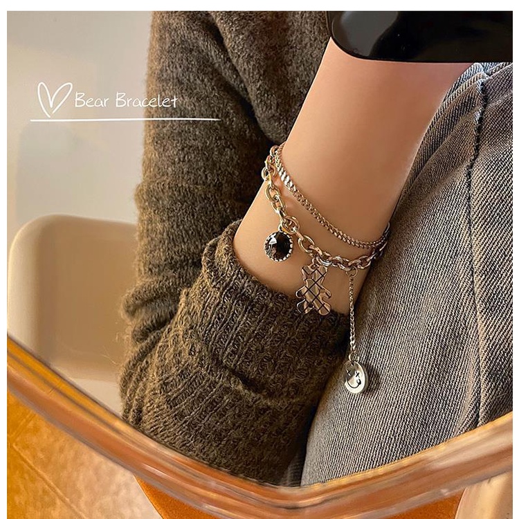 Hip hop bear gelang wanita in selebriti Internet khusus bunga desain gaya dingin kepribadian sederha