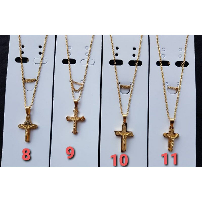 Kalung rantai salib gold titanium