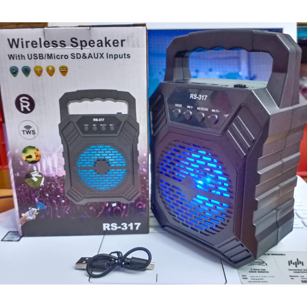 Speaker Bluetooth RS317 Wireless Speker Bass Spiker Blutut