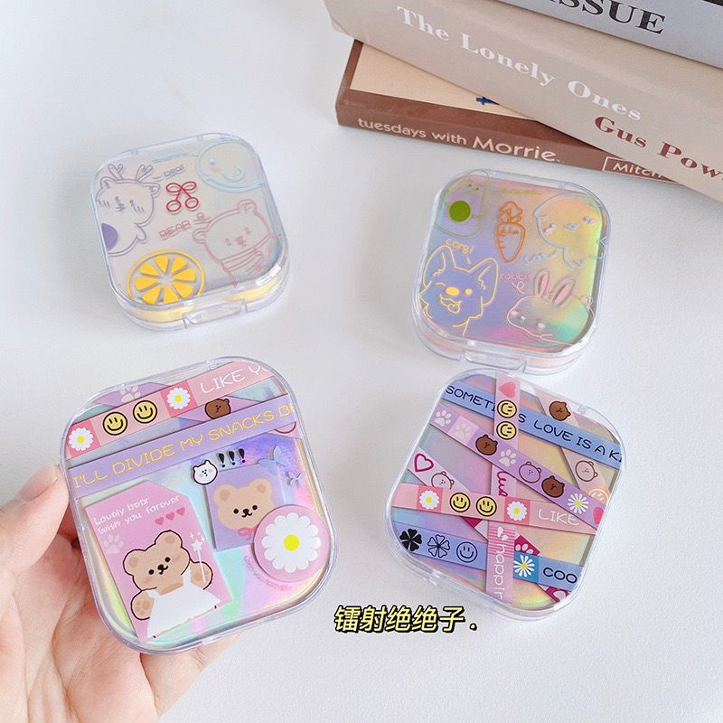 JENNIE YITZY SOFTLENS CASE / TEMPAT SOFTLENS KAIDA SUPERCUTE BEAR / KOTAK SOFLEN TRAVEL KIT MOTIF CUTE HOLOGRAM / WADAH PENYIMPANAN SOFTLENS  KARAKTER BERUANG LUCU UNIK MURAH