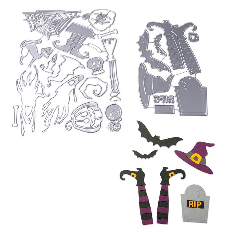 Cetakan Stensil Cutting Dies Motif Hantu Halloween Bahan Metal Untuk Scrapbook / Craft DIY