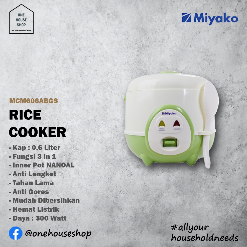 mini rice cooker penanak nasi mini pemasak nasi kecil miyako magic com 0 6 liter hijau mcm606abgs