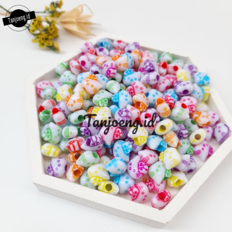 (50 pcs) Manik Kapur Hello Kitty Mote Kapur Akrilik Bahan Meronce Manik Warna Warni