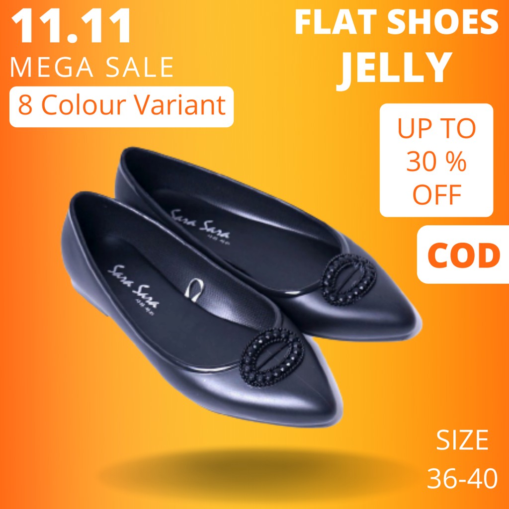 Sepatu flatshoes jelly wanita casual premium sepatu flat kerja karet anti air kekinian