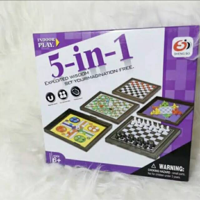 5 in 1 broad game ludo ular tangga halma catur checkers