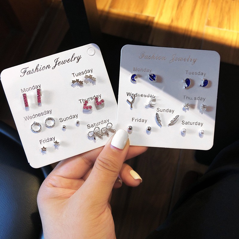 OVERFLOWS.ID 6 Pcs Anting Tindik Ala Korea Satu Set Import Murah Daily Earings