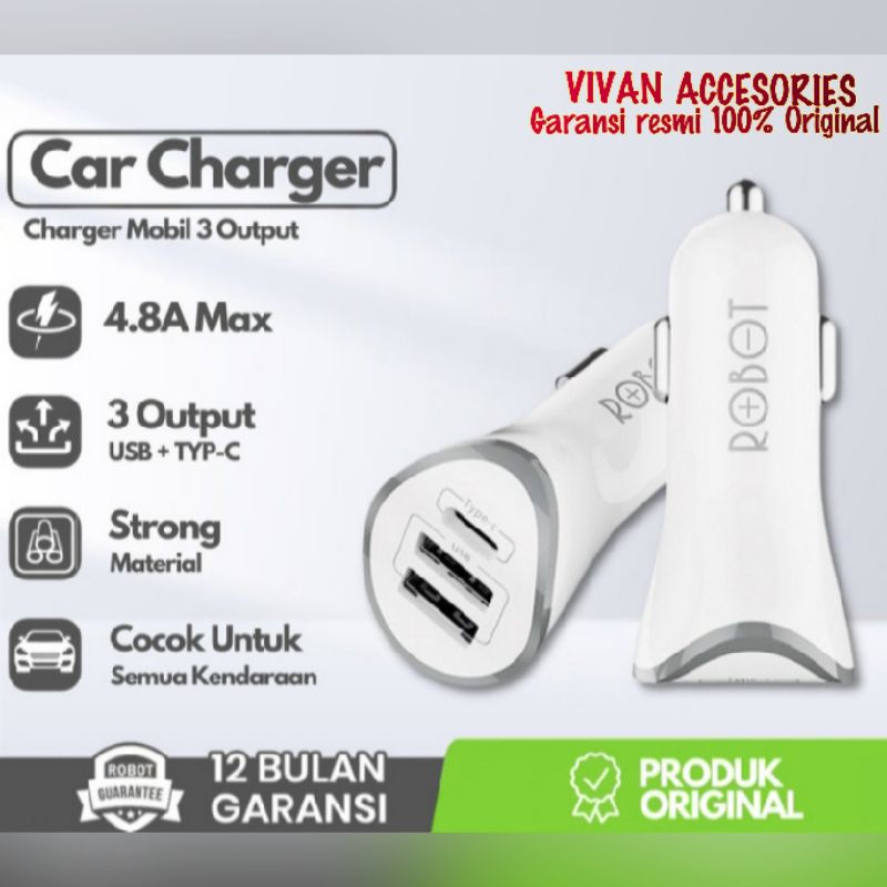 ROBOT RT-C08 Port Output Car Charger USB-C USB-A 4.8A Max