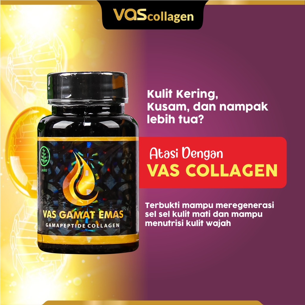 2 BOTOL VAS COLLAGEN bonus 2 VAS SERUM Vas collagen gamat emas colagen original 100% asli ori penghilang flek hitam membandel di wajah ampuh bpom alami