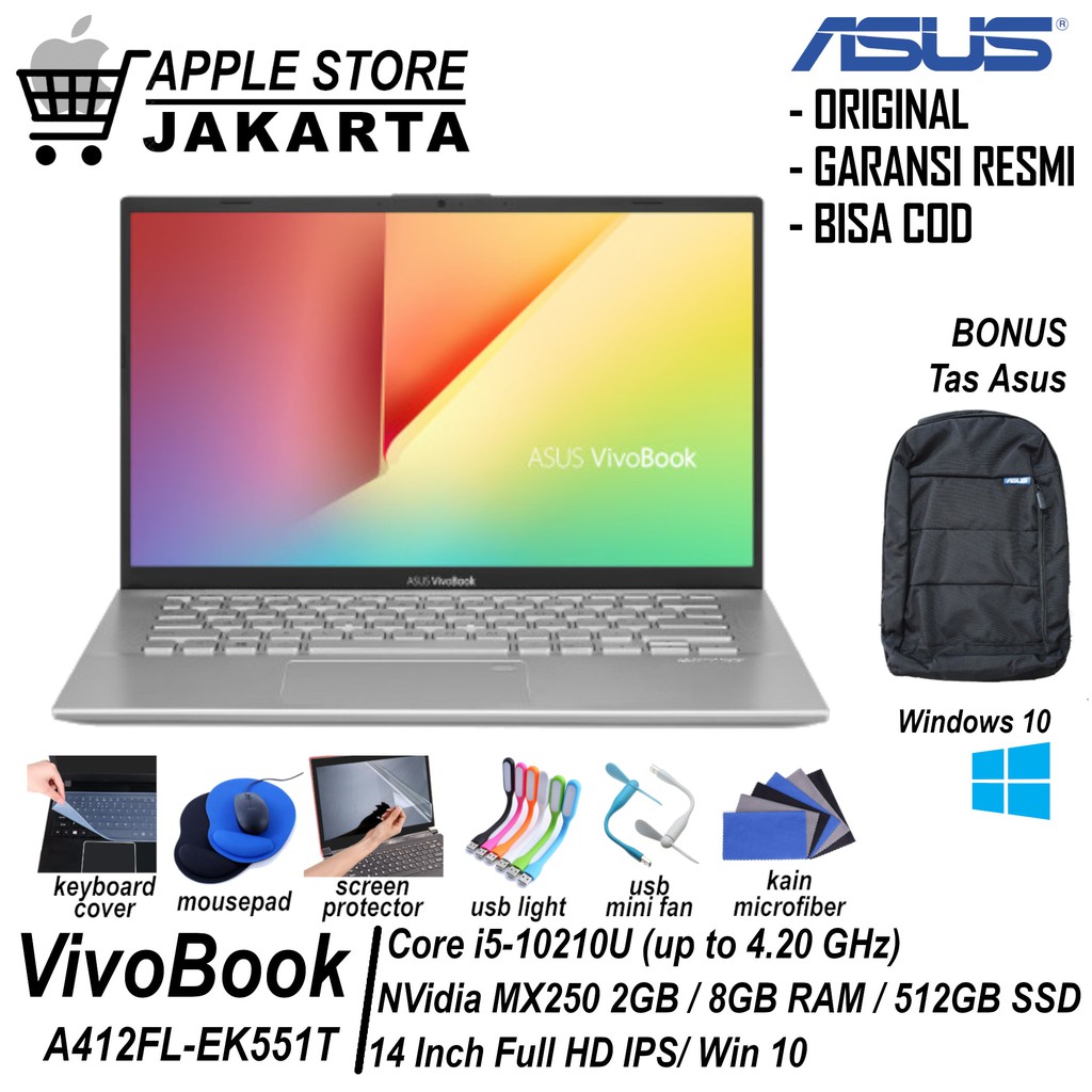 Laptop ASUS VivoBook A412FL-EK551T 14 Inch FHD i5-10210