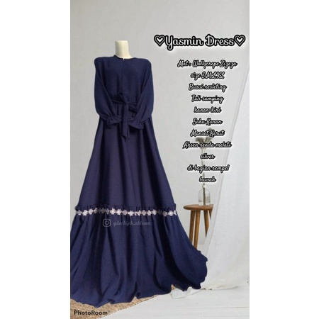 COD/TERMURAH..... YASMIN DRESS/ GAMIS WOLLYCREPE ZIZEZA RENDA/ORY BY SH