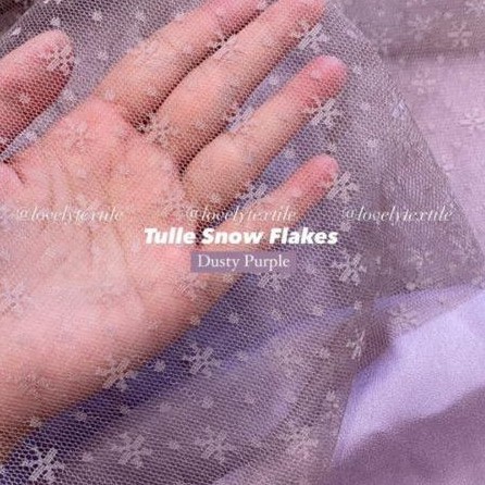 Kain Tile Salju Bintang Tille Dot TULLE SNOW FLAKES Kain Kebaya Brokat Tile