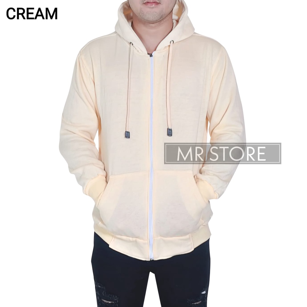 L,XL,XXL Jaket zipper hoodie polos hitam mr store-7