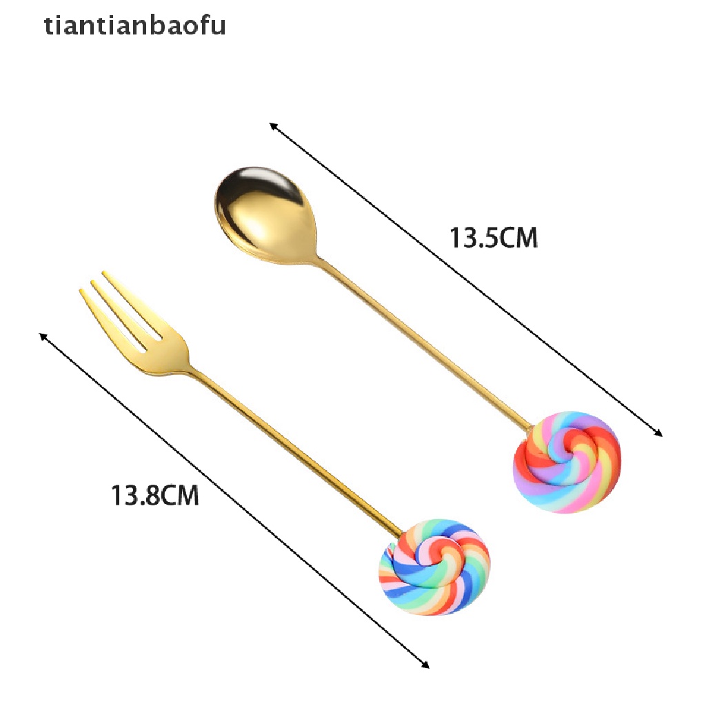 Sendok Garpu Buah / Teh / Kopi Bentuk Lollipop Bahan Stainless Steel