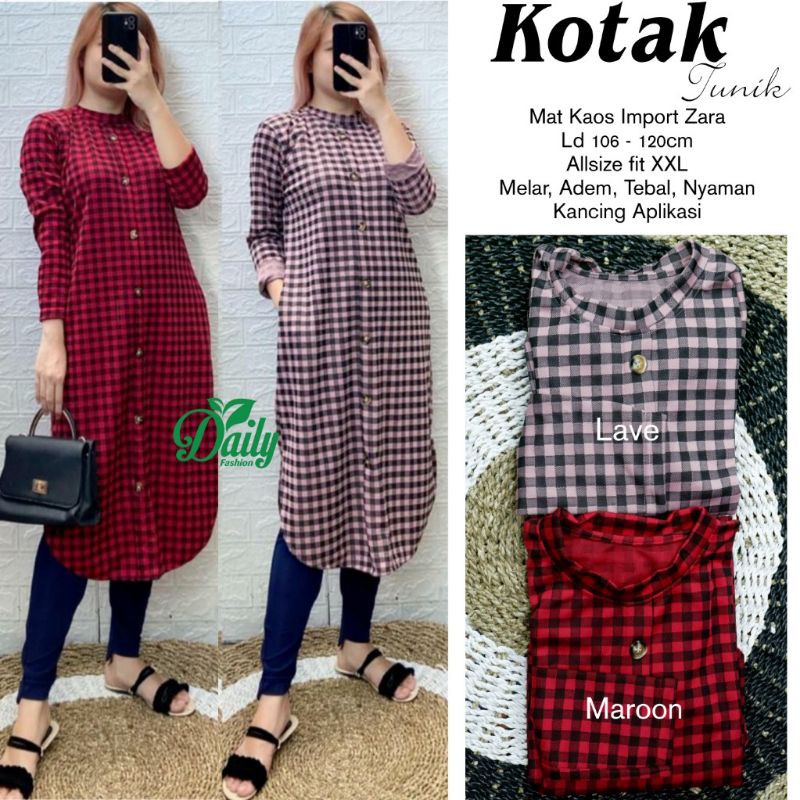 tunik kotak zara import