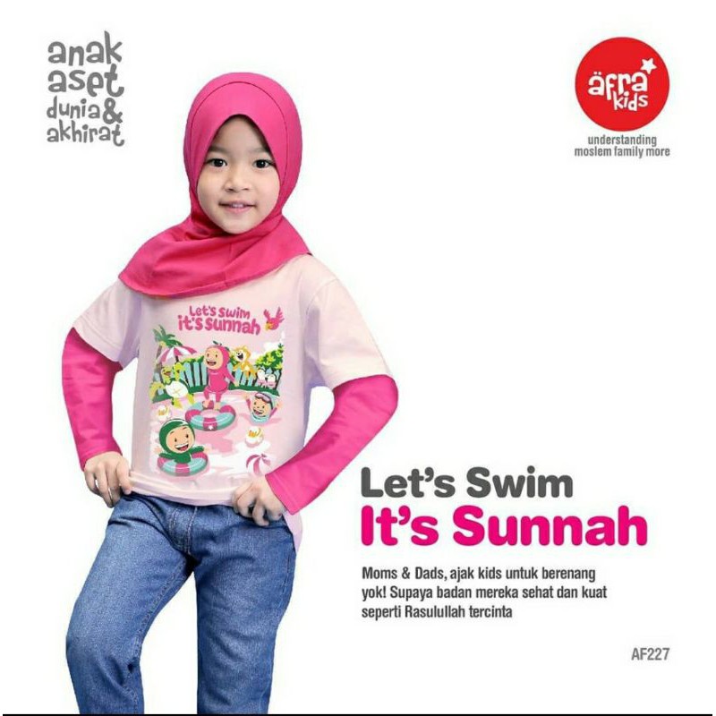 PROMO Kaos Anak Afrakids AF227 &quot;Let's Swim It's Sunnah&quot; Lengan Panjang