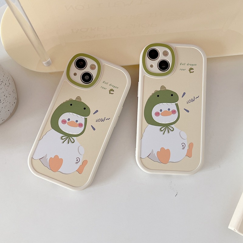 Cute Dinosaur Duck Soft Case VIVO Y11 Y12i Y12 Y15 Y17 Y19 S1 Pro Y50 Y30 Y30i Y20 Y20i Y20S Y12S Y21 Y32 Y21S Y33S Y33T Y15S Y15A Y76S Y76 V9 Y91C Y93 V11i V20 Pro V23E 23 Pro Camera Protector Casing