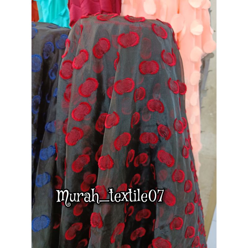 Kain Organza Motif / Kain Organza motif polkadot/ harga Persetengah meter