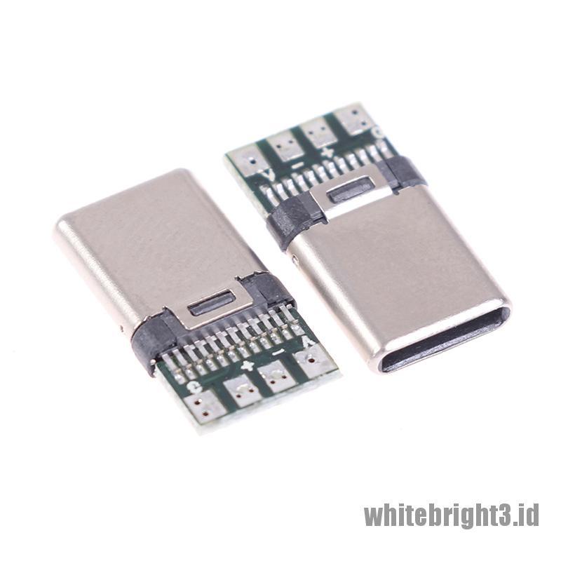 &lt; White3 &gt; 5 / 10Pcs Konektor Kabel USB 3.1 Tipe C Male DIY