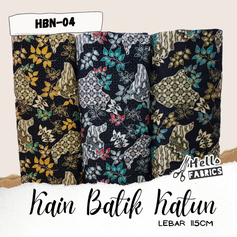 ( HBN-04 ) Kain Batik Katun Meteran Motif Daun Kawung