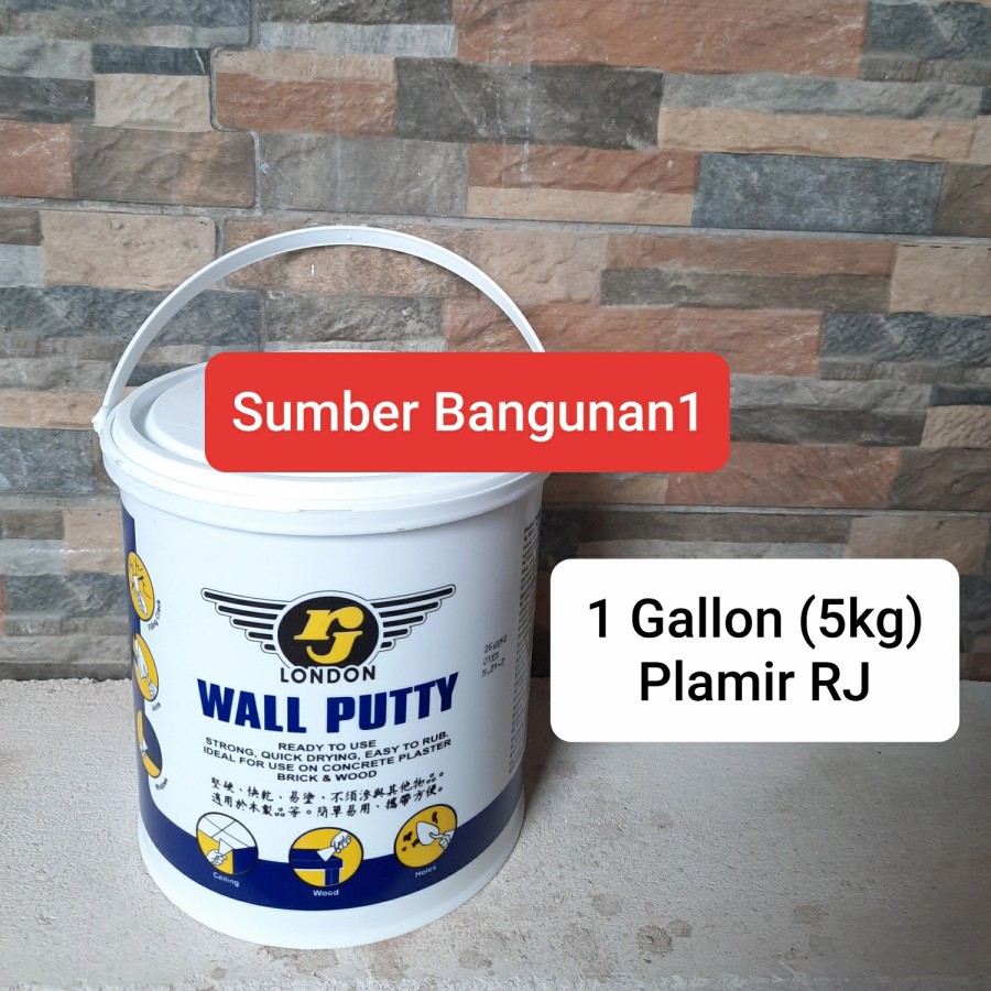 Plamir RJ Gallon 5kg dempul tembok putih