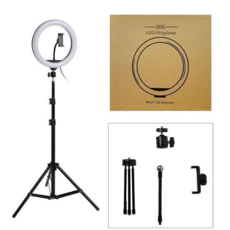 RINGLIGHT DAN 33CM PLUS TRIPOD 2 METER UNTUK LIVESTREAMING