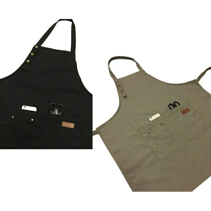 Celemek Apron Dapur Pria Wanita Bahan Canvas Korean Style Agd01