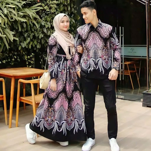 Batik Couple Keluarga Sania Ruffle Ori Ndoro Jowi Dnt Motif Madu Merah