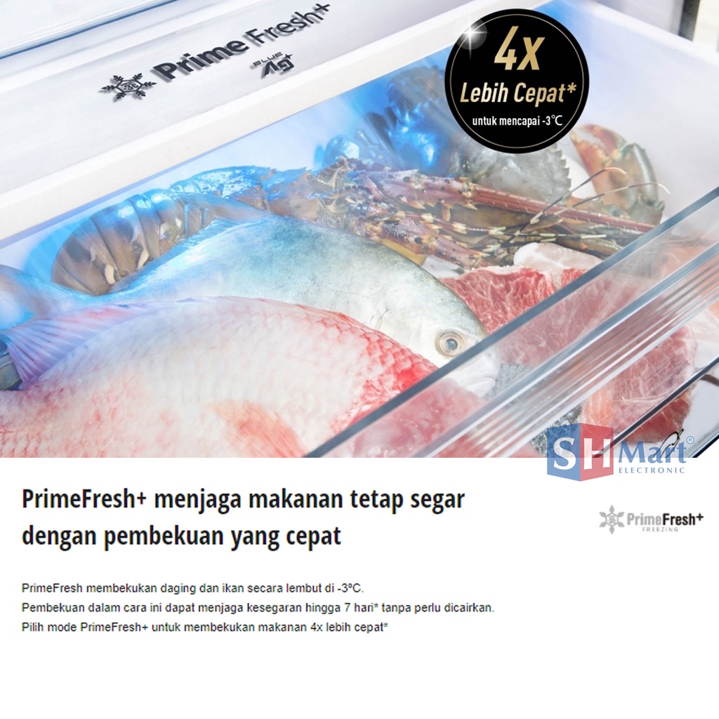 KULKAS PANASONIC BOTTOM FREEZER NR-BV360GK1D GLASS DOOR INVERTER PRIME FRESH GARANSI RESMI (MEDAN)