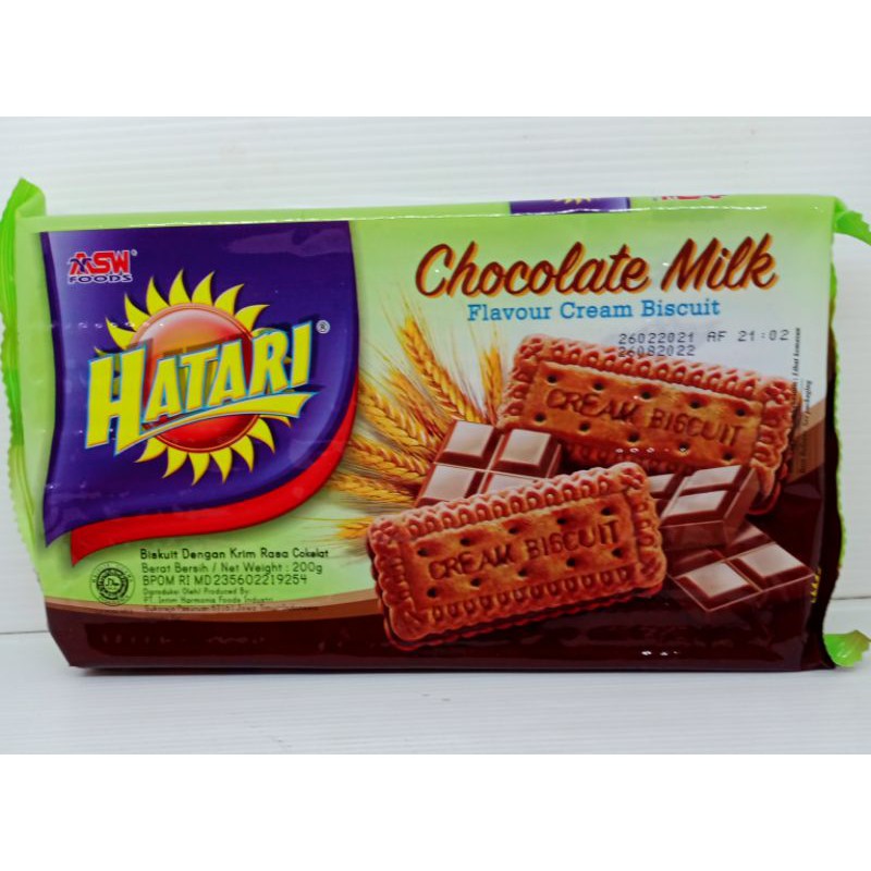 

Hatari 200 gram Rasa coklat milk/ banana / lemon milk/ Biskuit/camilan enak