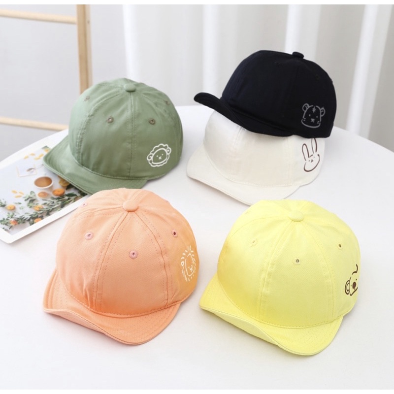 Topi IMPORT Baseball Anak Balita Laki laki Perempuan Motif Polos Animal Musim Panas