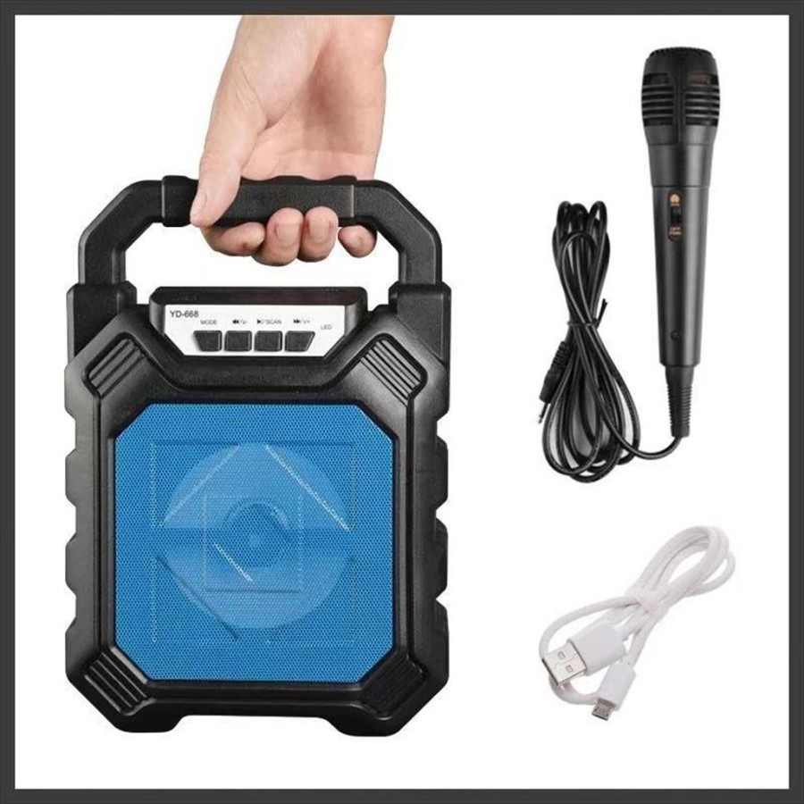 Speaker Bluetooth Portable Wit Mic karaoke YD-668 Wireless Bluetooth - Biru