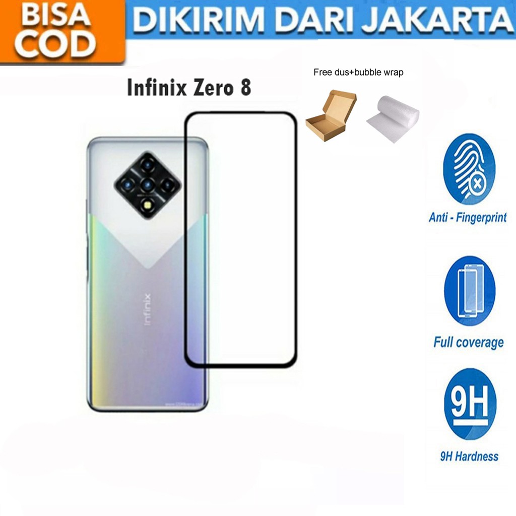 Tempered Glass Infinix Zero 8 Full Cover / Full Screen Protector Anti Gores