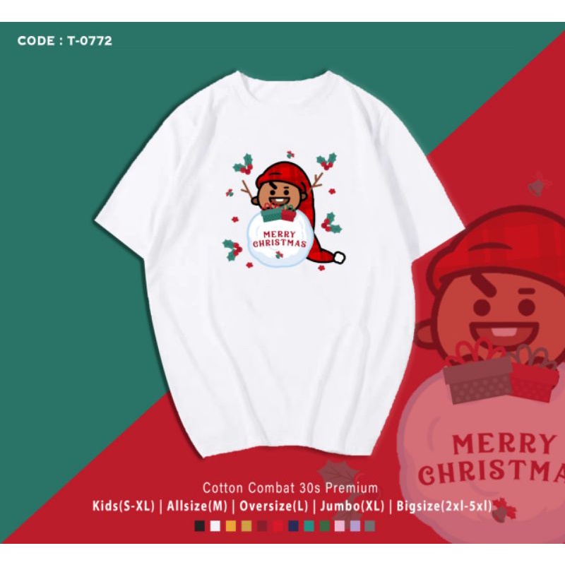 KAOS NATAL BT21 SHOOKY/T-SHIRT MERRY CHRISTMAS SHOOKY BT21