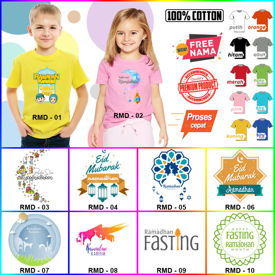 Baju Kaos ANAK DAN DEWASA RAMADHAN / BULAN PUASA COUPLE (FREE NAMA)