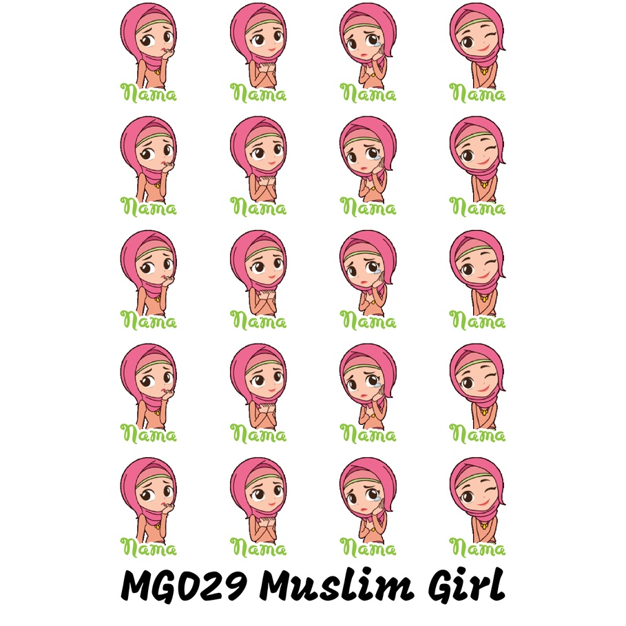 

Sticker Nama Cutting Label Waterproof Tahan Air Muslim Girl 29 (MG029)