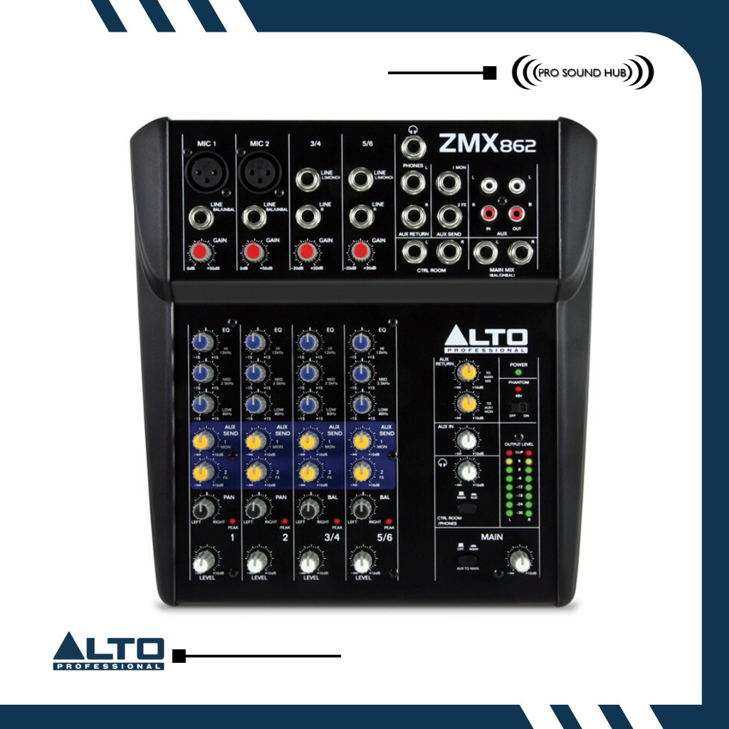 Alto ZMX862 ZMX 862 ZMX-862 Mixer 6 Channel Praktis Kecil Analog