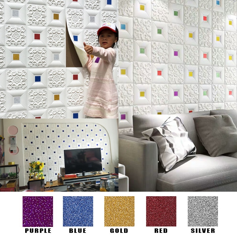 Wallpaper 3D Batikfoam Kedap Suara Tahan Air Stiker Warna Warni Emboss Peredam Suara Dinding Dan Plafon Btk003 Wallpaper Dinding 3D FOAM / Sticker Dinding / Wallpaper Foam 3D / Wallfoam Motif Batik 009